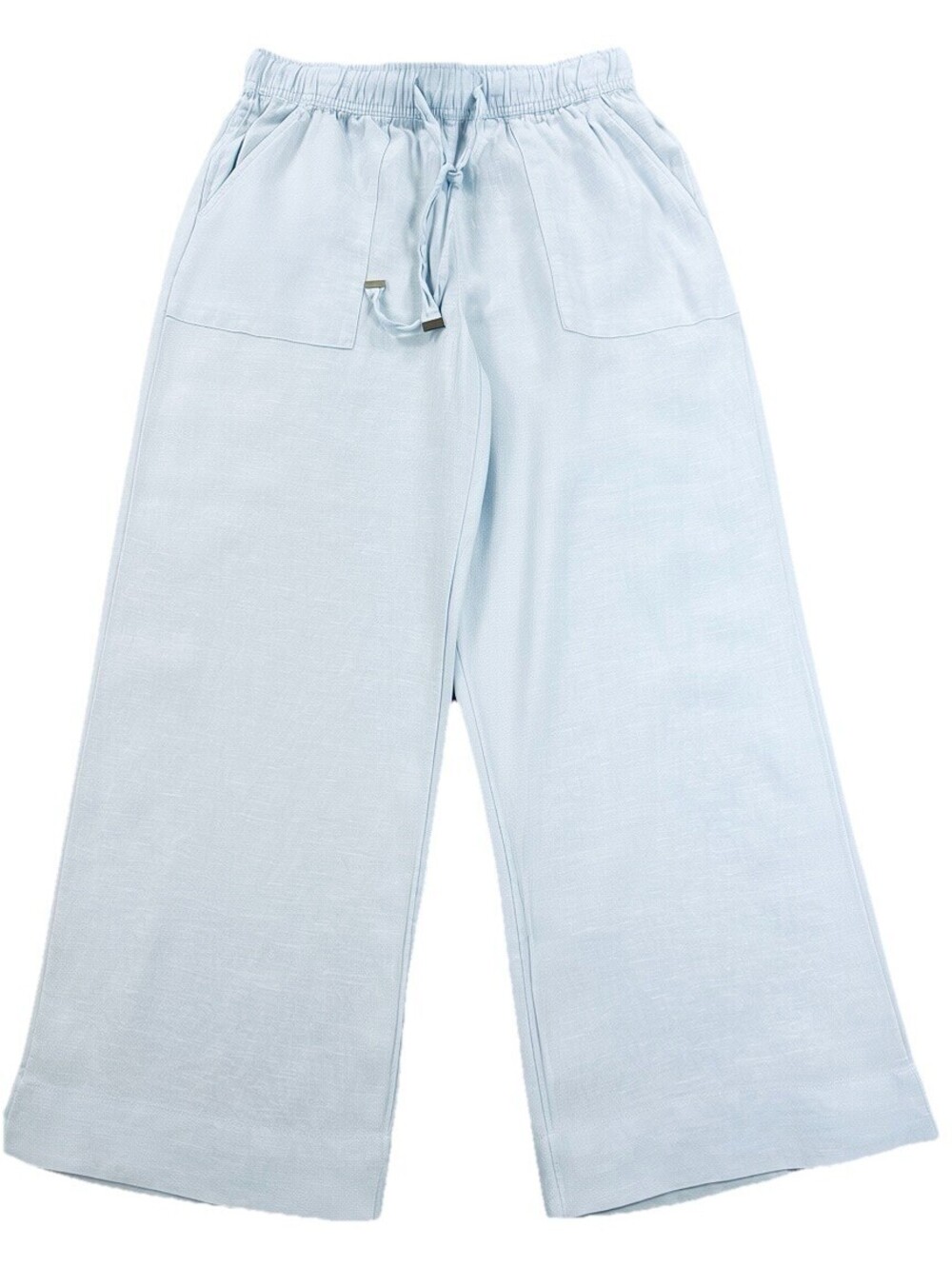 Joie M Pastel Blue 100% Linen Wide Leg Pull-on Cropped Pants Beach Coastal Resor - Picture 2 of 14